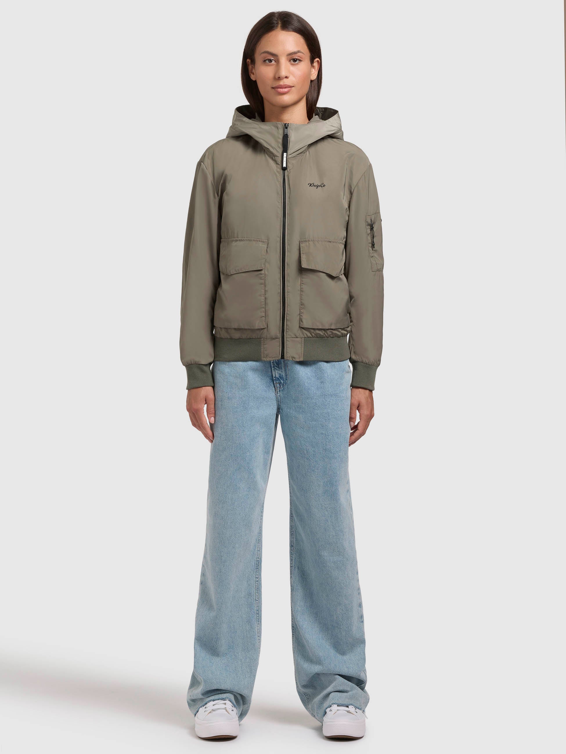 Khujo Jacke Anov, pro grey, grau, Übergangsjacke, Blouson mit Kapuze, Kapuzenjacke