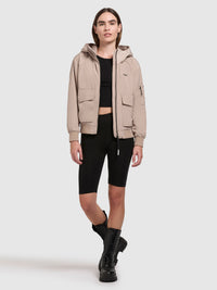 Khujo Jacke Anov, beige, Übergangsjacke, Blouson mit Kaupuze, kurz