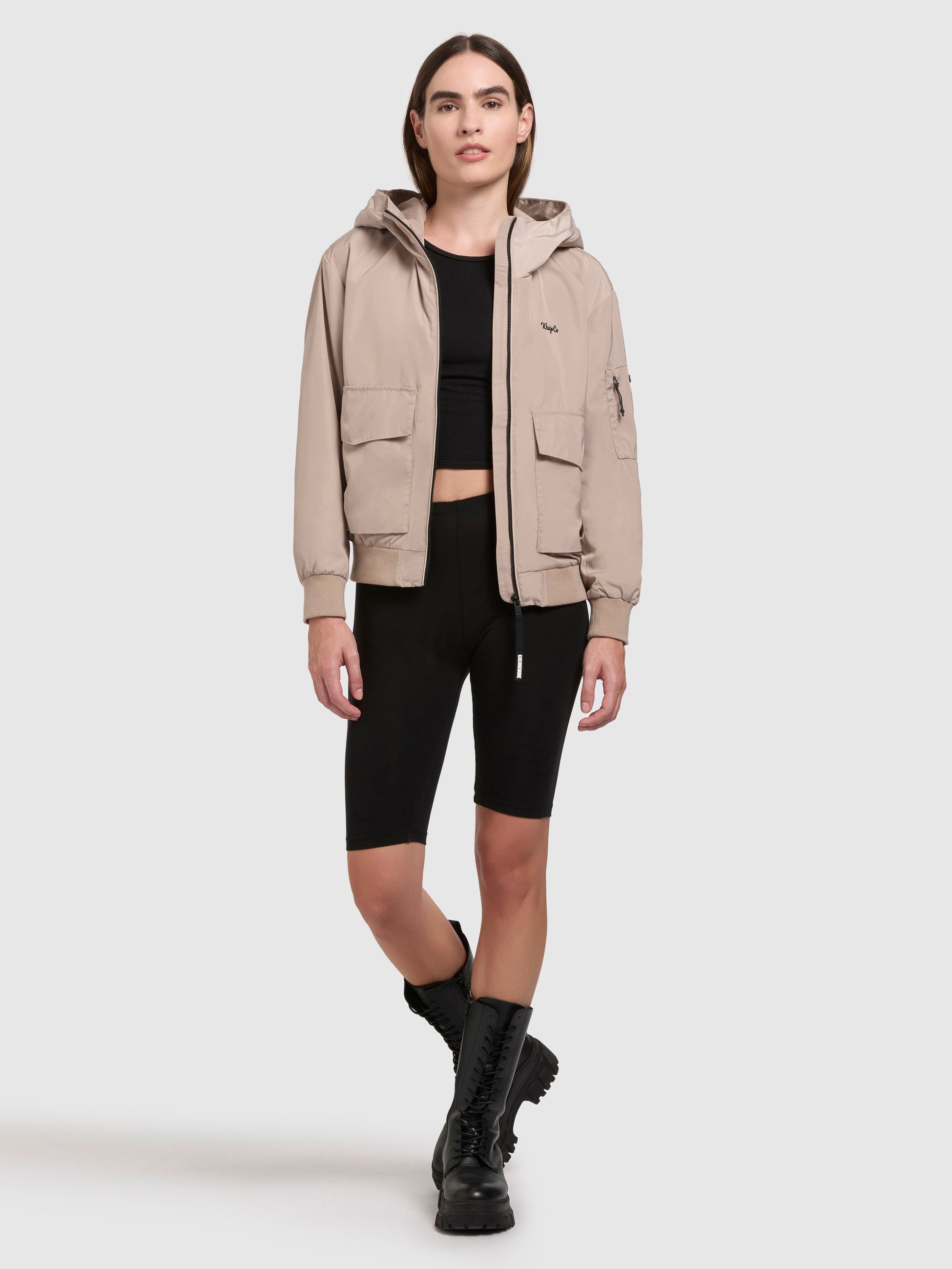 Khujo Jacke Anov, beige, Übergangsjacke, Blouson mit Kaupuze, kurz