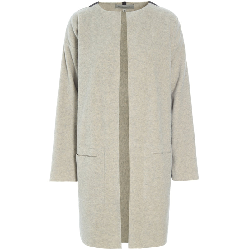 Henriette Steffensen Cardigan, Long Cardigan, Fleecemantel, offen, sand, 7104