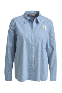 Smith & Soul Bluse, Hemd, Hemdbluse, gestreift, bleu print, blau, Kragen, sportlich, klassisch
