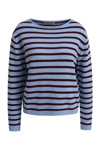 Smith & Soul Striped Pullover plum print, gestreift, Streifen, lila, blau, Rundhalsausschnitt, Wolle, Kaschmir