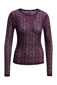 Smith & Soul Spitzen-Longsleeve plum, lila, Spitze, transparent, Langarmshirt