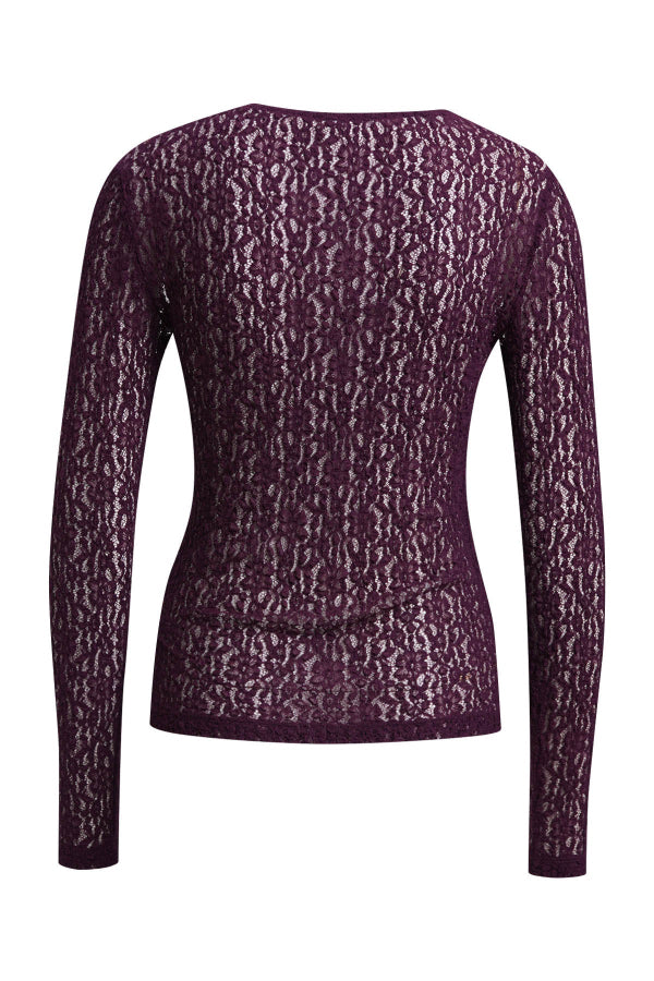 Smith & Soul Spitzen-Longsleeve plum