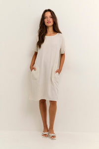 Kaffe Leinenkleid KAliny, light sand, beige, Leinen, Kleid, kurzärmlig, unifarben