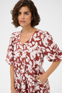 Kaffe Kleid KAevie henna chalk flower