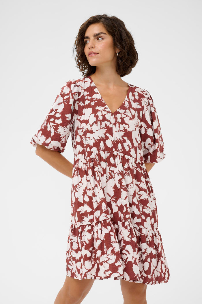Kaffe Kleid KAevie henna chalk flower