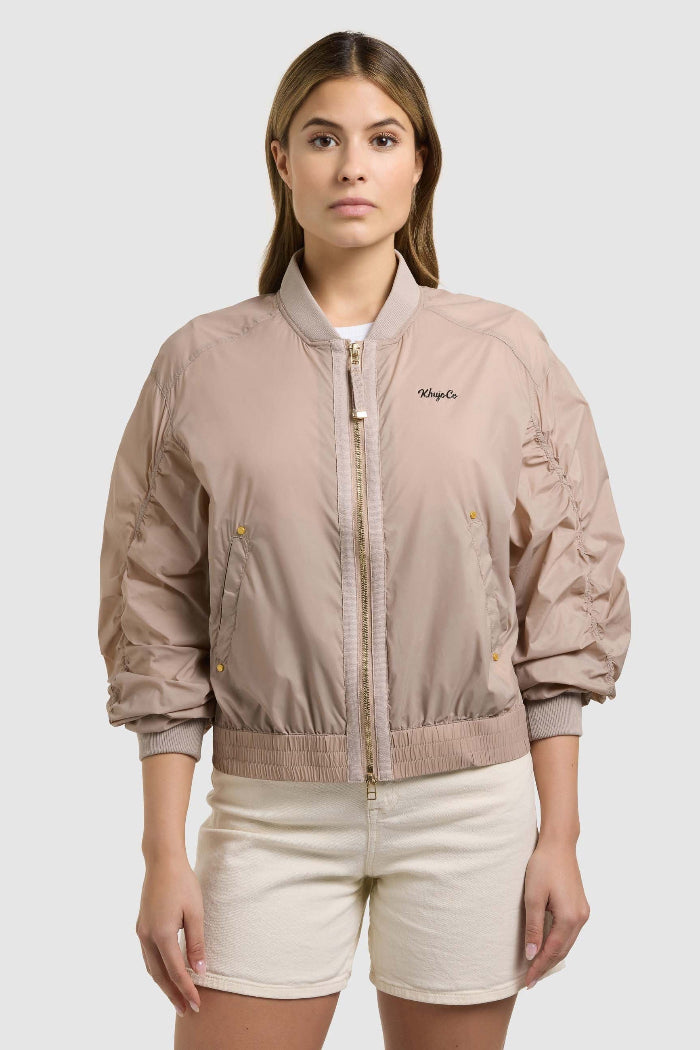 Khujo Jacke Tuvay lat-bei, beige, Blouson, Reißverschluss, Strickbündchen