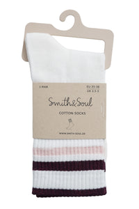Smith & Soul Socken Streifen plum print, weiß, lila, rosa