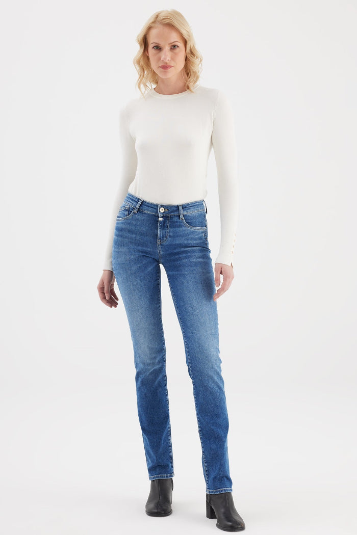 Cup of Joe Jeans Sabrina medium blue, mittlere Waschung, slim straight, schmales Bein