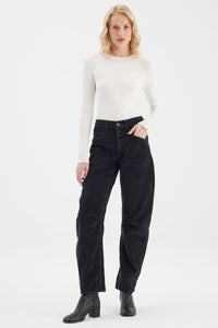Cup of Joe Cordhose Selena anthrazit, balloon fit, high rise, Taschen, dunkelgrau, grau