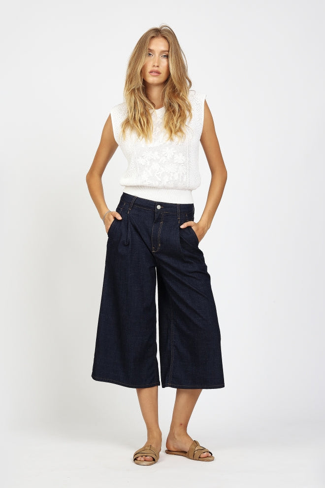 Gang Jeans 94Wanda Culotte prewashed, wide fit Culotte, hohe Leibhöhe, wadenlang