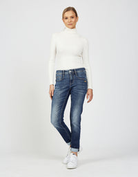 Gang Jeans 94Stacy, Stay, darkblue cross hatch, mit Umschlag, slim fit