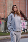 Henriette Steffensen, Hoodie, Kapuzenpulli, light grey, grau, hellgrau, relaxed fit, Kapuze, Kängurutasche