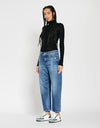 Gang Jeans 94Ida vint used blue, O-shape fit, high waist, verkürzter Beinlänge