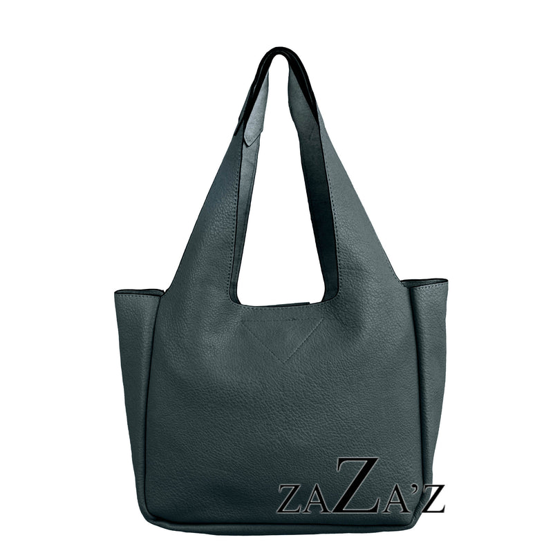 zaZa´z Handtasche graublau, breiter Taschenriemen
