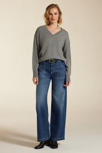 Cup of Joe Jeans Lulu, medium blue, wide leg, high waist, Taschen, mittlere Waschung