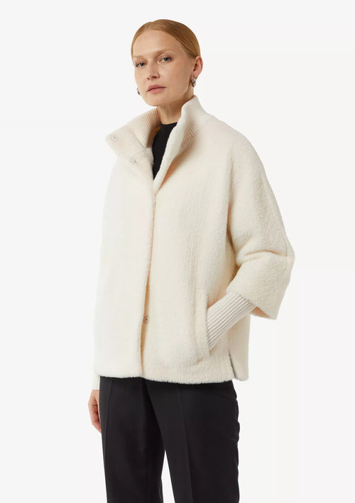 Comma Jacke, Fell, leicht oversized, creme, offwhite