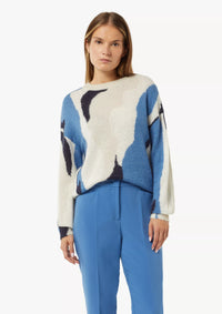 Comma Pullover creme/blue print
