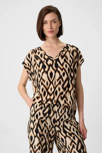 Comma Kurzarm-Bluse grau/schwarz