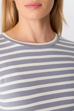 Comma Shirt gestreift breeze breige