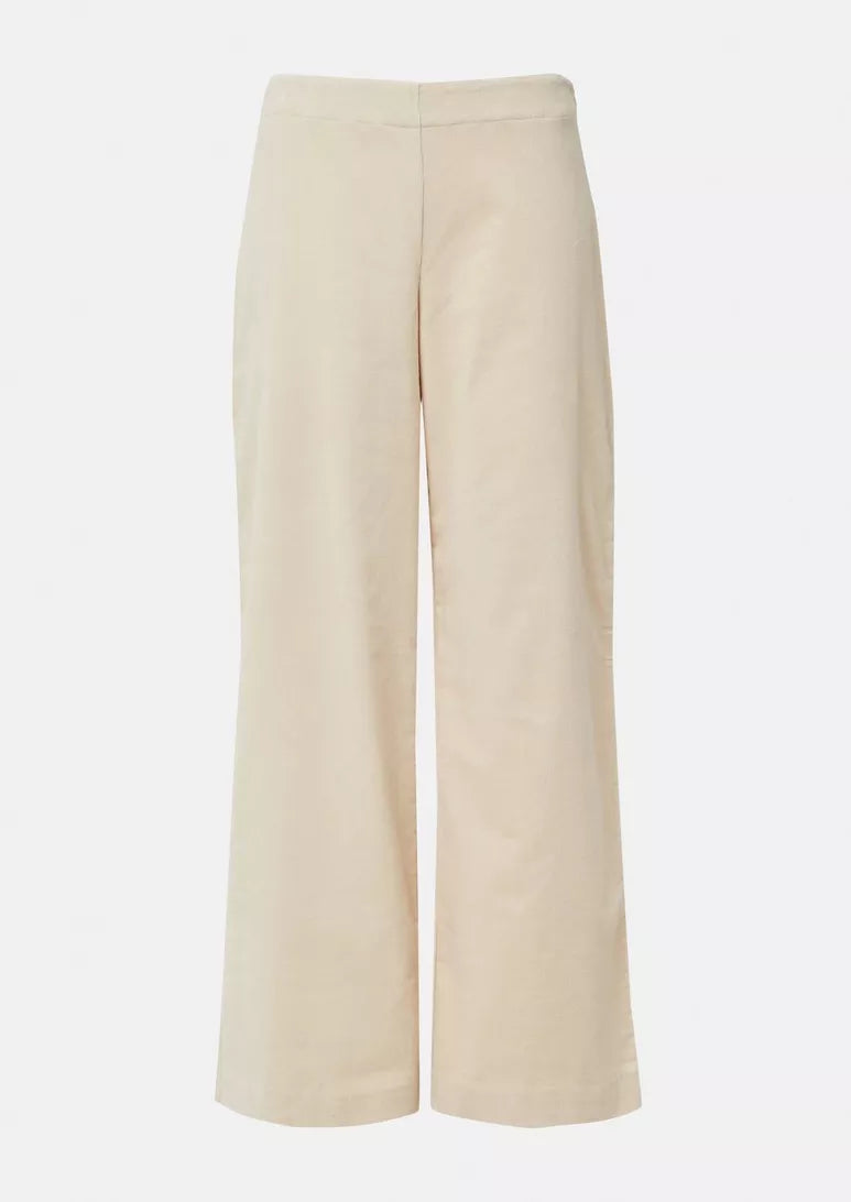 Comma Cordhose beige, relaxed fit, wide leg, verkürzte Beinlänge