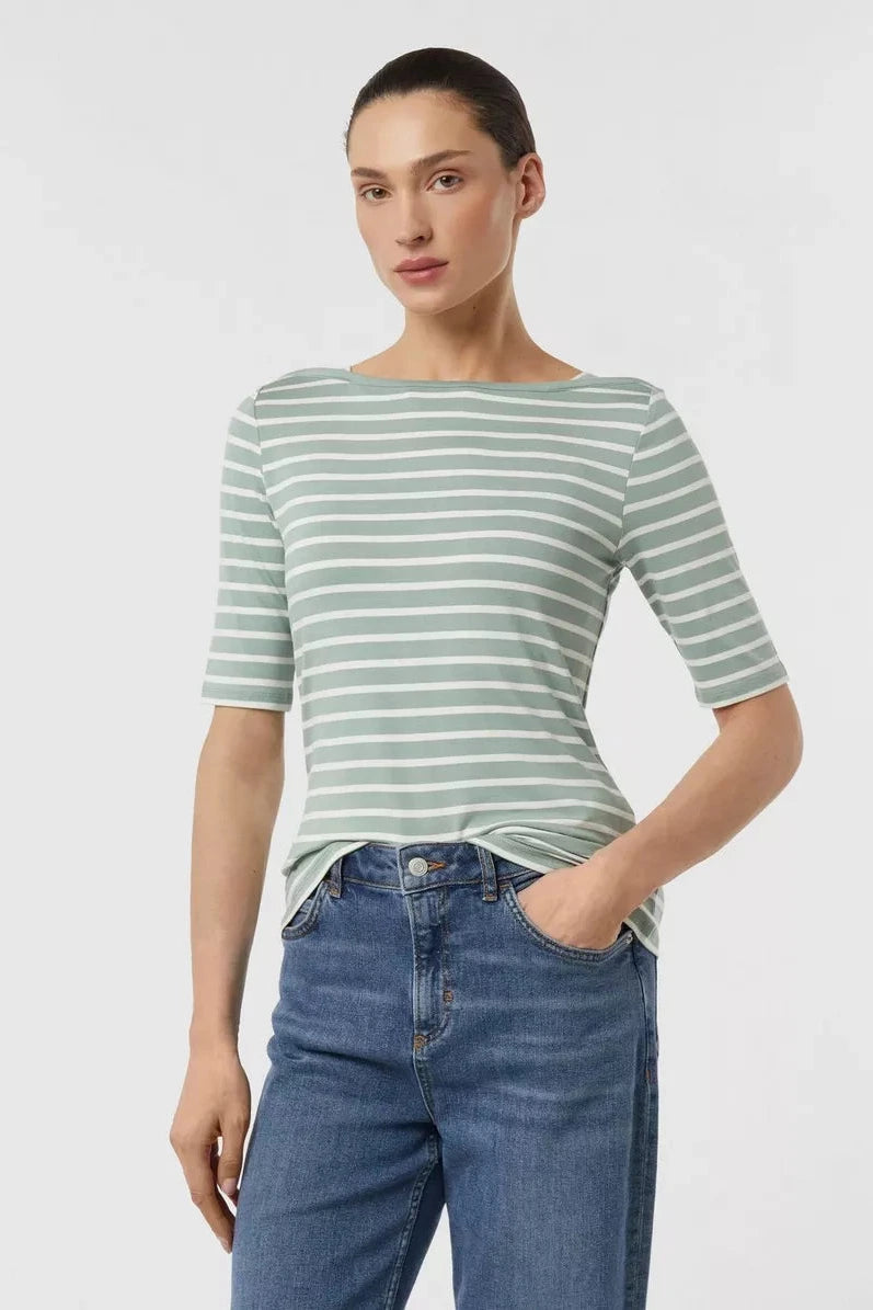 Comma T-Shirt gestreift iceberg/offwhite