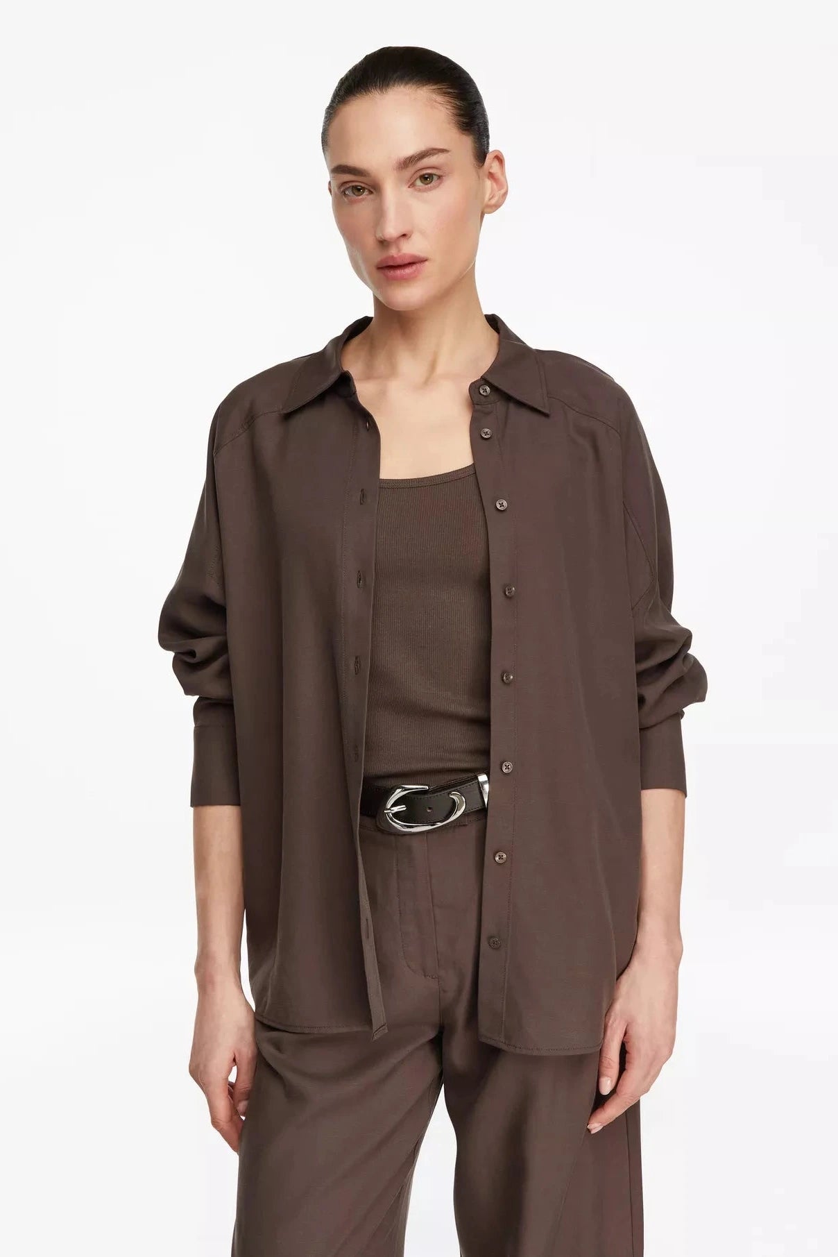 Comma Hemdbluse chocolate brown