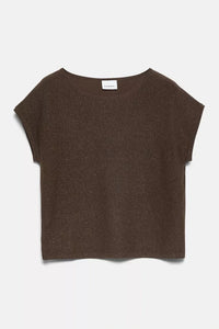 Comma Kurzarm-Strickpullover braun