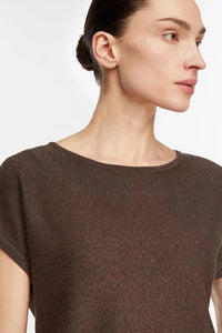 Comma Kurzarm-Strickpullover braun