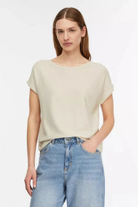 Comma Kurzarm-Strickpullover offwhite