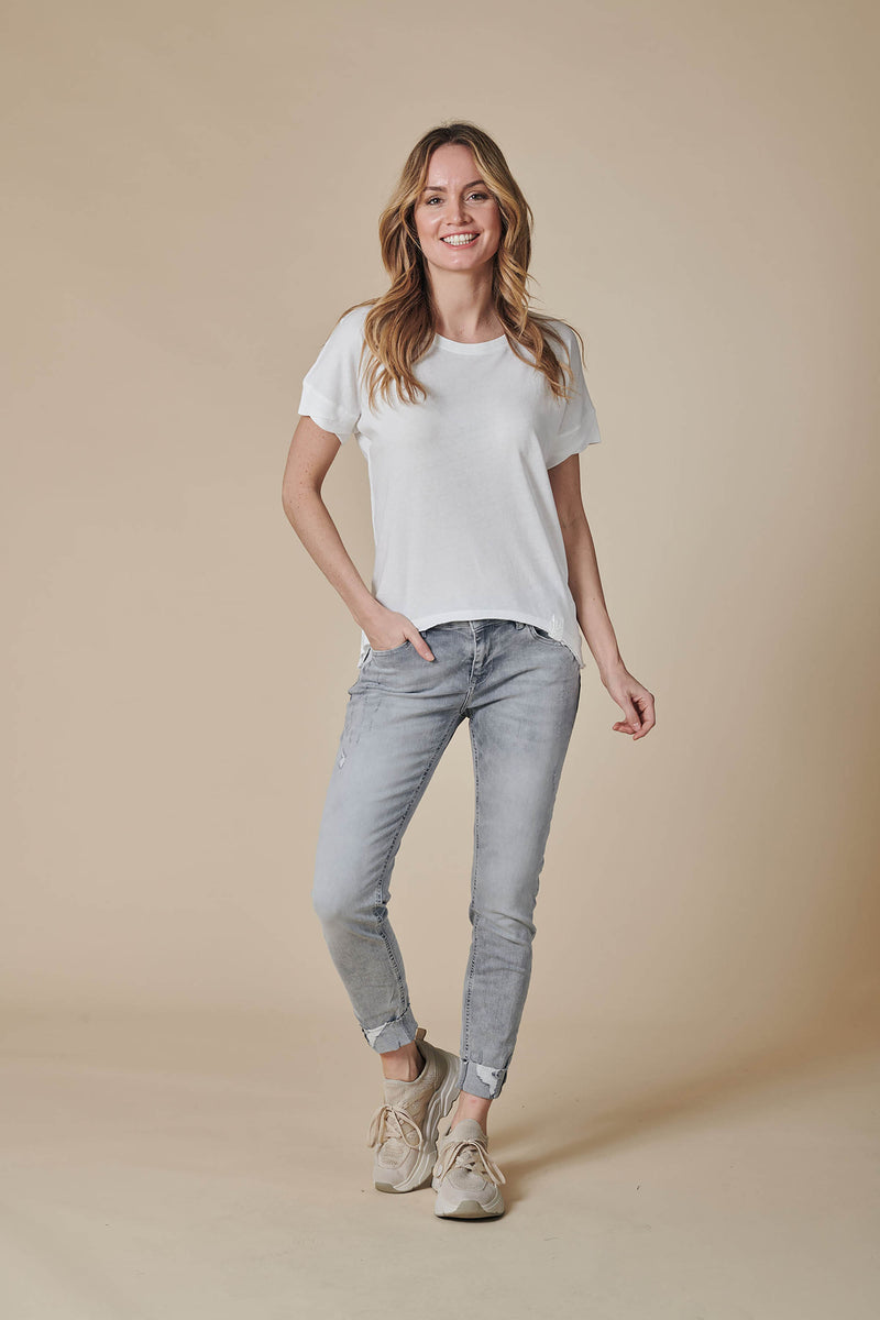 Zhrill T-Shirt Rahel offwhite, lässig, Rundhalsausschnitt, kurzärmlig, 1/2 Arm, creme, unifarben