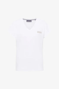 Elbsand T-Shirt Pajuk bright white, weiß, unifarben, kurzärmlig, V-Ausschnitt