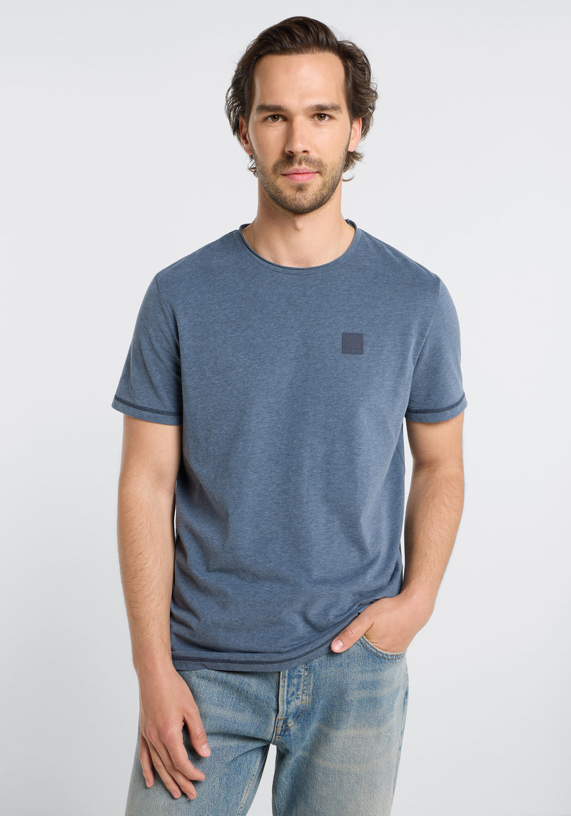 Elbsand Men T-Shirt Paer midnight sea melange, blau, Herren, Rundhalsausschnitt