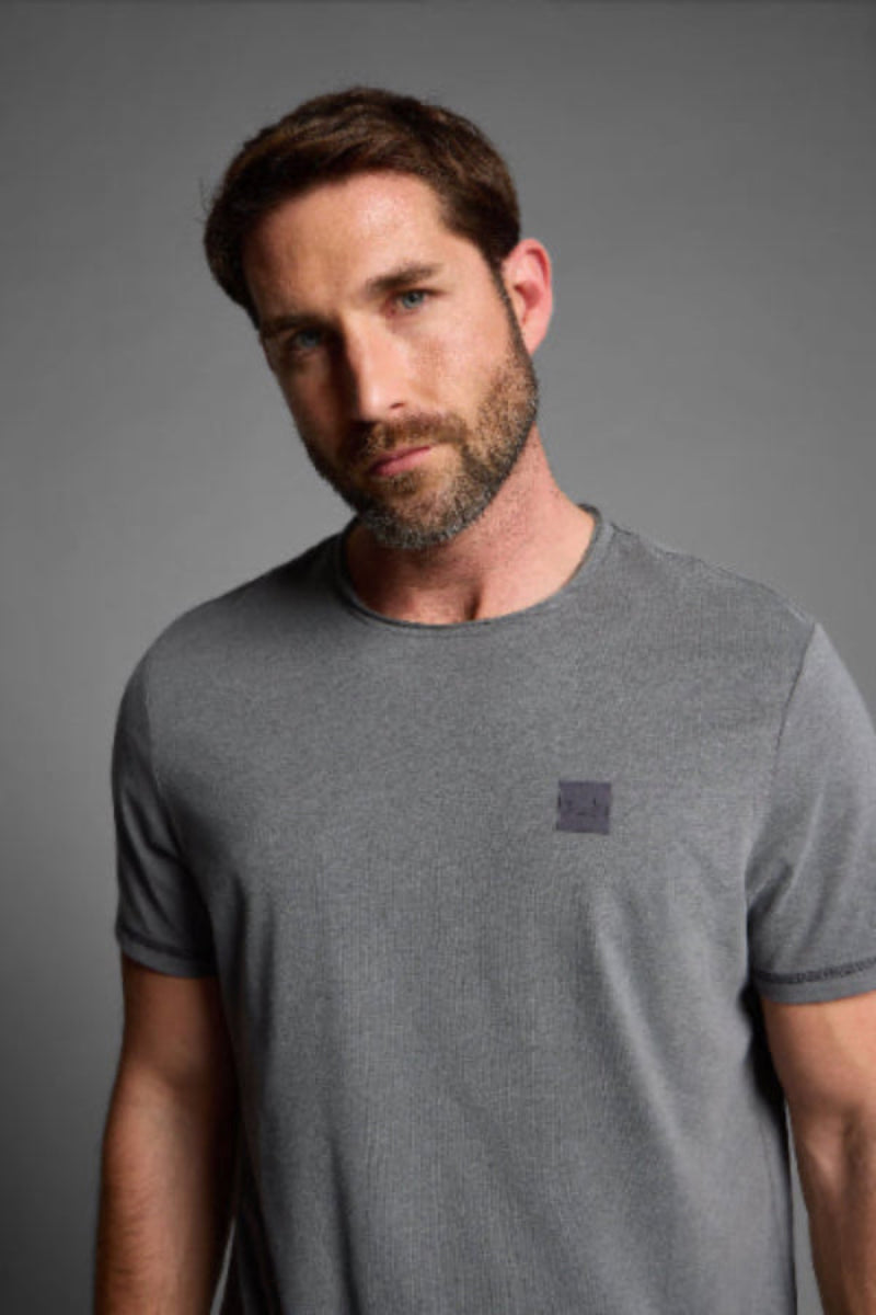 Elbsand Men T-Shirt Paer black stone melange, Rundhalsausschnitt, unifarben
