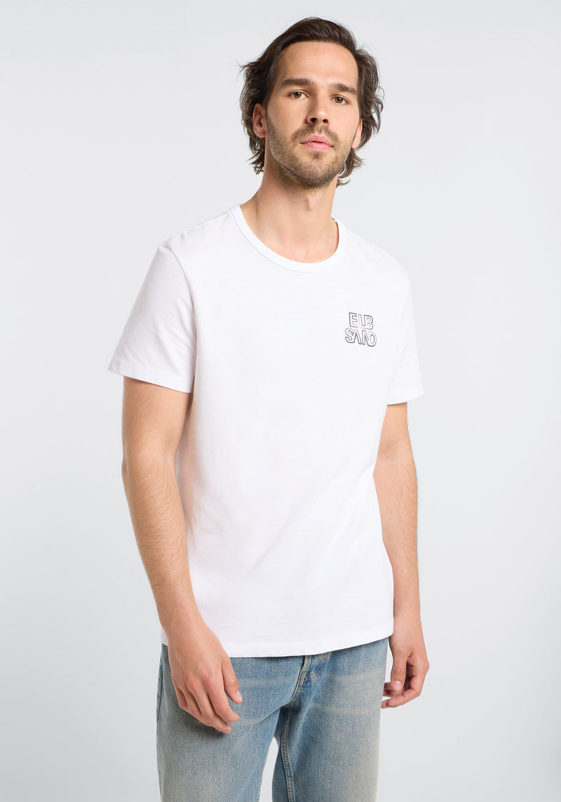 Elbsand Men T-Shirt Jivo bright white/black sand, weiß, Herren, Rundhalsausschnitt