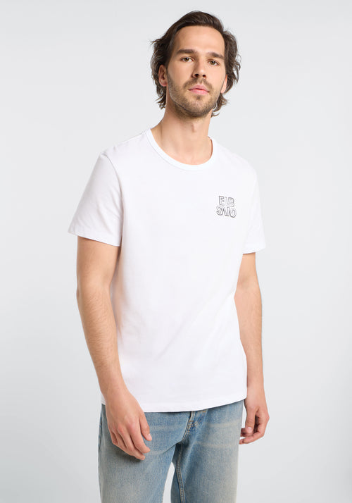 Elbsand Men T-Shirt Jivo bright white/black sand, weiß, Herren, Rundhalsausschnitt