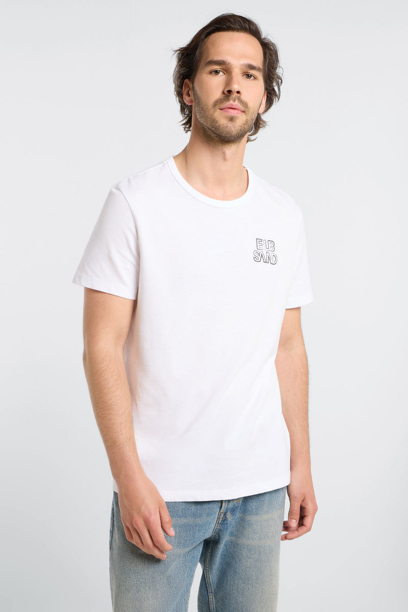 Elbsand Men T-Shirt Jivo bright white/black sand, weiß, Herren, Rundhalsausschnitt