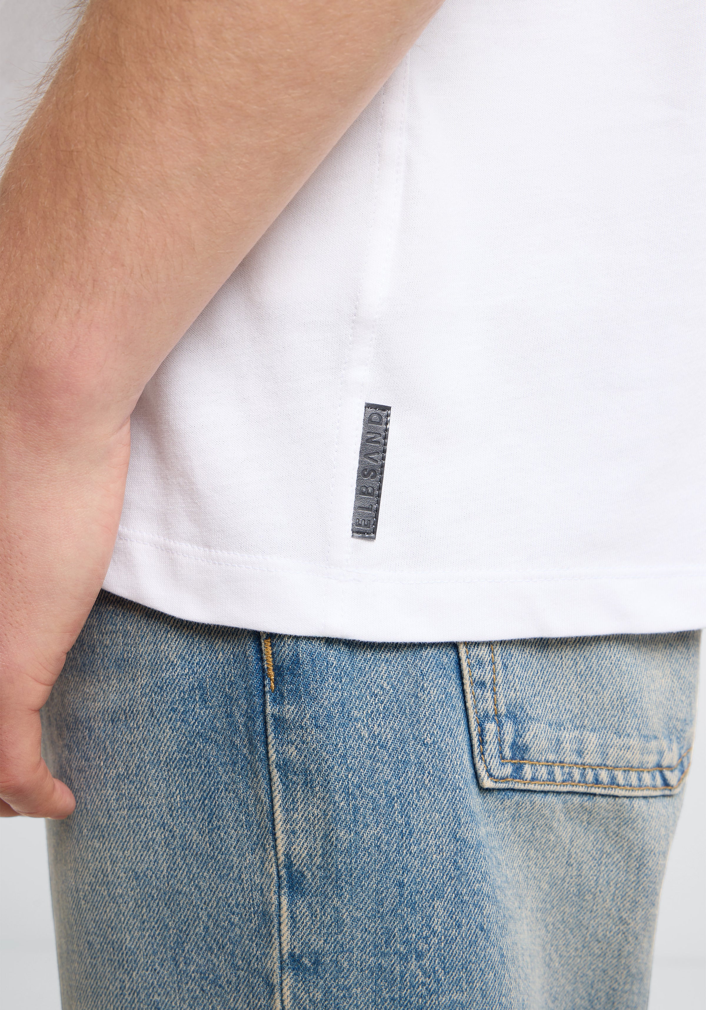 Elbsand Men T-Shirt Jivo bright white/black sand