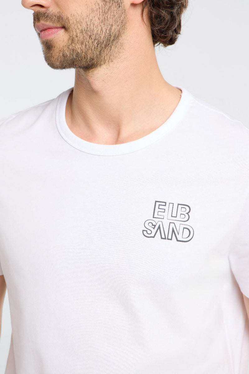 Elbsand Men T-Shirt Jivo bright white/black sand