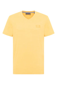 Elbsand Men, Herren, T-Shirt Ingvar, hellgelb, mineral yellow melange, V-Ausschnitt