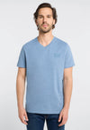 Elbsand Men T-Shirt Ingvar nordic sea melange, hellblau, Herren, V-Ausschnitt