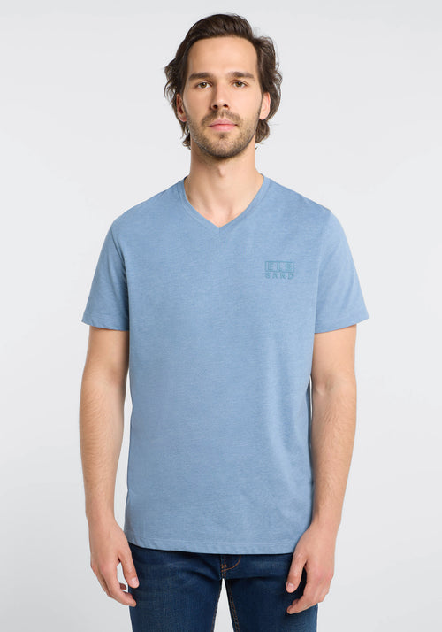 Elbsand Men T-Shirt Ingvar nordic sea melange, hellblau, Herren, V-Ausschnitt