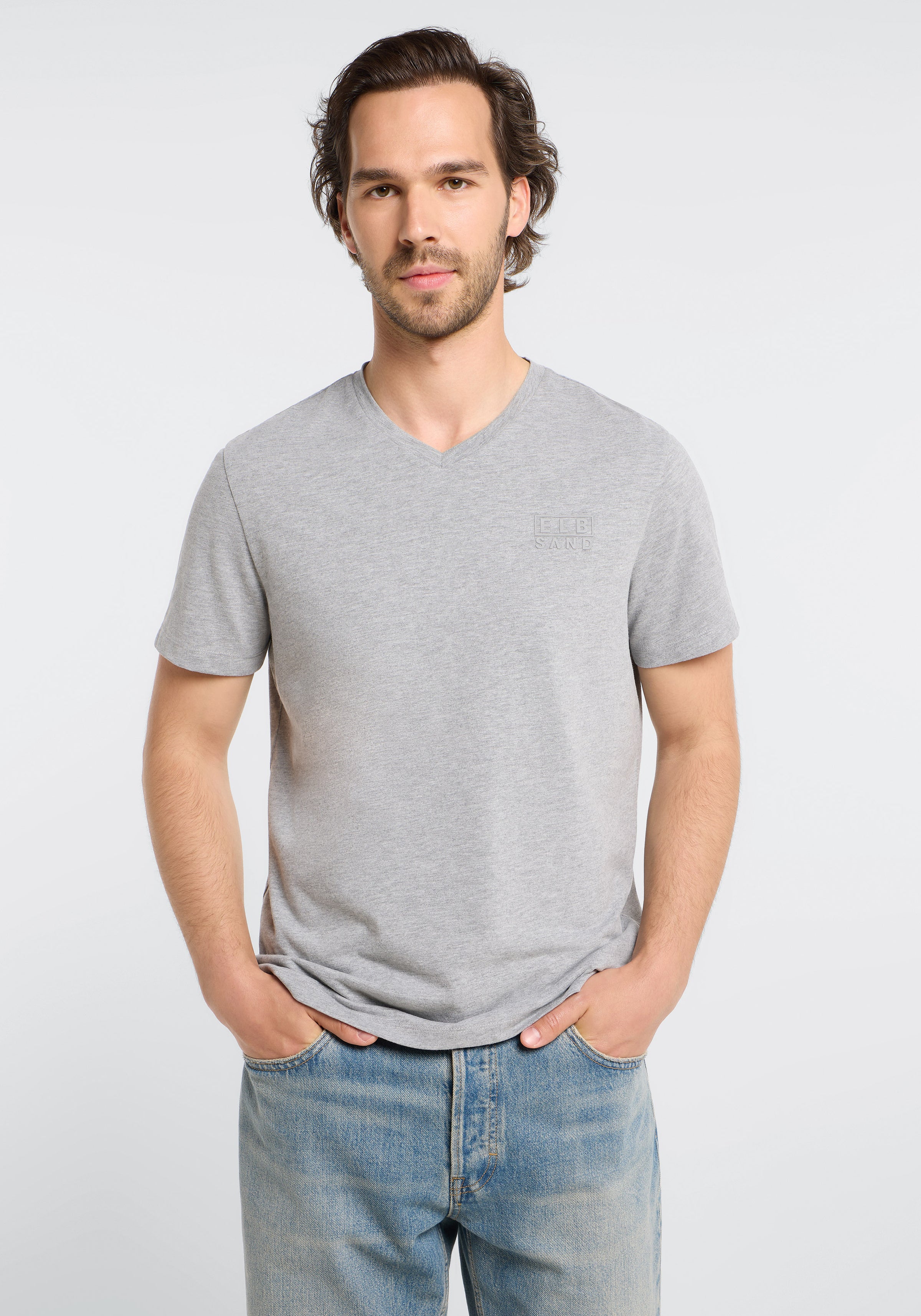 Elbsand Men T-Shirt Ingvar cool heather grey, Herren, hellgrau, unifarben