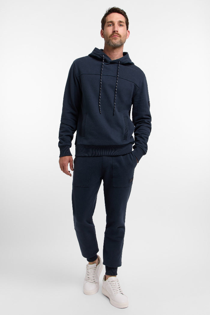 Elbsand Men Hoodie Hannu midnight, dunkelblau, blau, Kapuzenpulli, Leistentaschen, Baumwolle