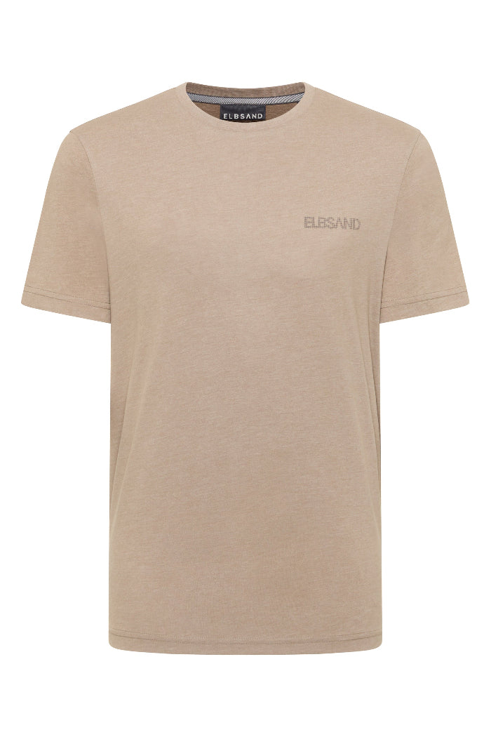 Elbsand Men T-Shirt Tian smoked tan melange, beige, unifarben, kurzärmlig, Rundhalsausschnitt
