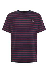 Elbsand Men T-Shirt Noah gestreift midnight/maroon, blau, rot, Streifen, kurzärmlig, Rundhalsausschnitt