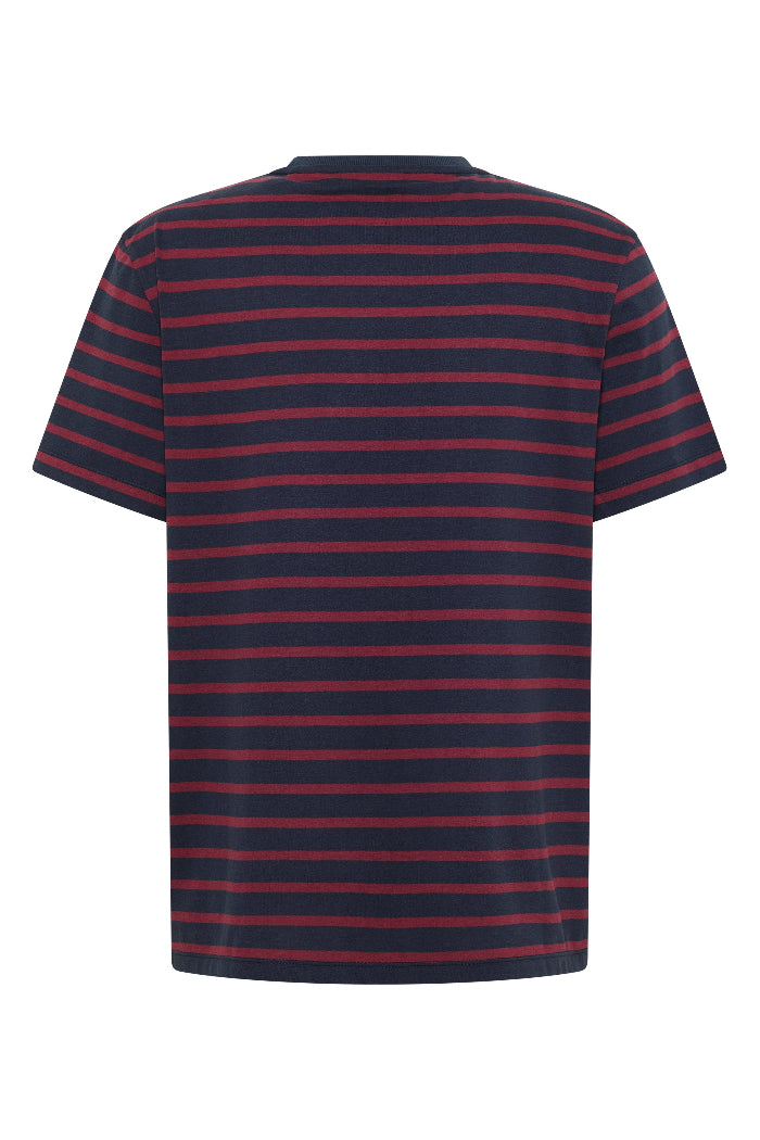 Elbsand Men T-Shirt Noah gestreift midnight/maroon