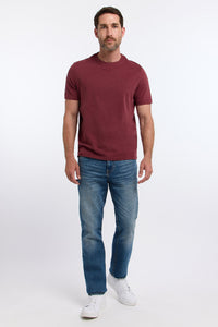 Elbsand Men T-Shirt Edo maroon, dunkelrot, rot, unifarben, kurzärmlig, Rundhalsausschnitt