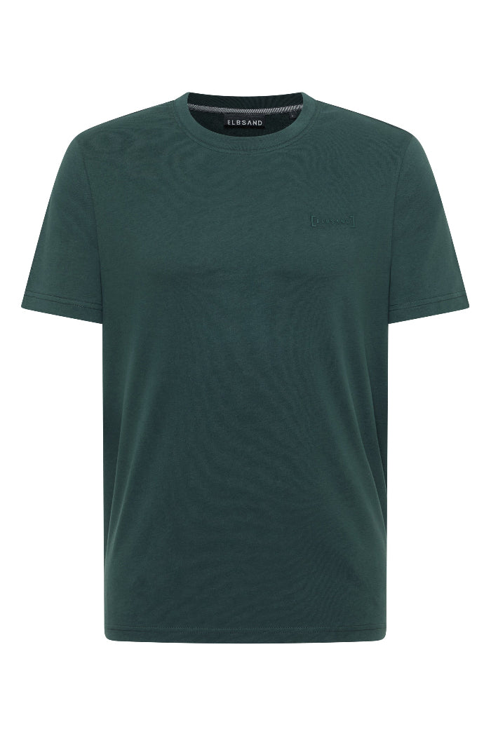 Elbsand Men T-Shirt Edo nordic pine, dunkelgrün, unifarben, kurzärmlig, Rundhalsausschnitt, Baumwolle